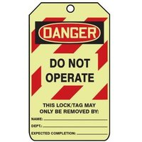 Accuform TAW202 5"" x 3"" Glow OSHA Danger Safety Tag: Do Not Operate
