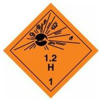 Accuform TCL176PS2 100mm x 100mm (4"" x 4"") TDG Label - Class 1 Adhesive Coated Paper Class 1.2 H1