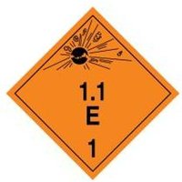 Accuform TCP105CT10 273mm x 273mm (10 3/4"" x 10 3/4"") PF-Cardstock TDG Placard - Class 1 Legend:Class 1.1 E1
