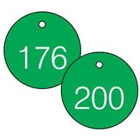 Accuform TDG368GN 1-1/2"" Accu-Ply Engraved Numbered Plastic Tags