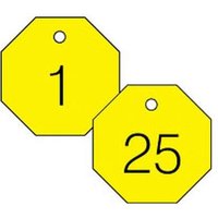 Accuform TDG822YL 1-1/2"" Accu-Ply Engraved Numbered Plastic Tags