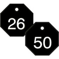 Accuform TDG823BK 1-1/2"" Accu-Ply Engraved Numbered Plastic Tags