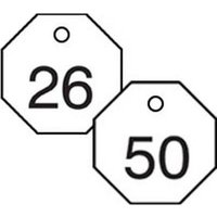 Engraved Numbered Tags, Adhesive Dura-Poly, 0.025 in H x 2-1/2 in W, 25 PK