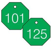 Accuform TDG826GN 1-1/2"" Accu-Ply Engraved Numbered Plastic Tags
