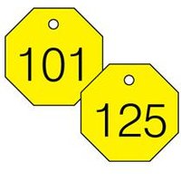 Accuform TDG826YL 1-1/2"" Accu-Ply Engraved Numbered Plastic Tags