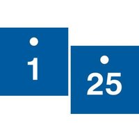 Accuform TDY481BU Square - 2-1/2"" x 2-1/2"" Accu-Ply Safety Tag Numbered Engraved Tag White/Blue Series 1-25