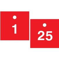 Accuform TDY481RD Square - 2-1/2"" x 2-1/2"" Accu-Ply Safety Tag Numbered Engraved Tag White/Red Series 1-25