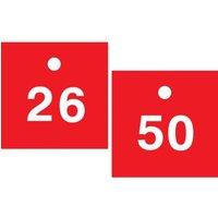 Accuform TDY482RD Square - 2-1/2"" x 2-1/2"" Accu-Ply Safety Tag Numbered Engraved Tag White/Red Series 26-50