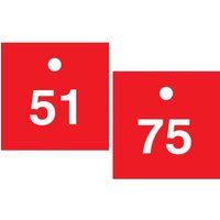 Accuform TDY483RD Square - 2-1/2"" x 2-1/2"" Accu-Ply Safety Tag Numbered Engraved Tag White/Red Series 51-75