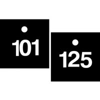 Accuform TDY485BK Square - 2-1/2"" x 2-1/2"" Accu-Ply Safety Tag Numbered Engraved Tag White/Black Series 101-125