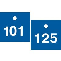 Accuform TDY485BU Square - 2-1/2"" x 2-1/2"" Accu-Ply Safety Tag Numbered Engraved Tag White/Blue Series 101-125