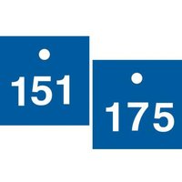 Accuform TDY487BU Square - 2-1/2"" x 2-1/2"" Accu-Ply Safety Tag Numbered Engraved Tag White/Blue Series 151-175