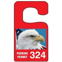 Parking Permit Tag, American Pride PARKING PERMIT Numbered 300-399, Black, 3in x 2.75in, 100PK