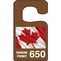 Parking Permit Tag, Canadian Pride PARKING PERMIT Numbered 001-099, Brown, 3in x 2.75in, 99PK