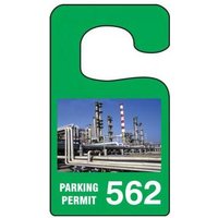 Parking Permit Tag, Factory Image PARKING PERMIT Numbered 001-099, Yellow, 3in x 2.75in, 99PK