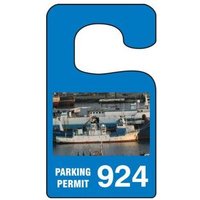 Parking Permit Tag, Ship Image PARKING PERMIT Numbered 800-899, Teal, 3in x 2.75in, 100PK
