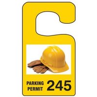 Parking Permit Tag, PPE Image PARKING PERMIT Numbered 800-899, Orange, 3in x 2.75in, 100PK