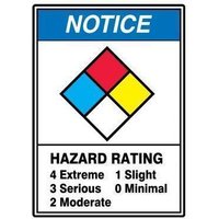 Accuform ZFD801XP 10"" x 7"" ANSI Notice Safety Sign: Hazard Rating