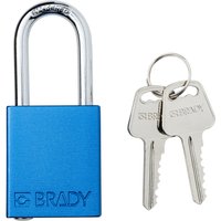 Safety Lockout Padlock, Keyed Different, 1-1/2in, Aluminum/Steel, Blue