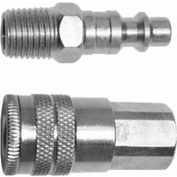Quick Connect Coupler and Plug Kit, Industrial, 1/4 in, Steel, Zinc-Plated