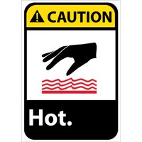 “14"x 10"ANSI Sign w/Legend: "Caution Hot"“