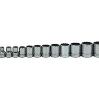 WILLIAMS JHWWSB-13RC 3/8 INCH Drive Shallow SAE Socket Set on Clip Rail 12-Point (13 Piece)