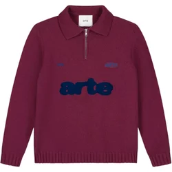 Arte Antwerp Knit Polo Maglione Con Colletto E Ricamo - Bordeaux S