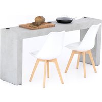 Tavolo da pranzo Evolution 180x40, Grigio Cemento con Due Gambe e Caricatore Wireless