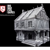 Old Shabby Large Merchant House Miniature | 28mm scale building terrain peice perfect for tabletop war games
