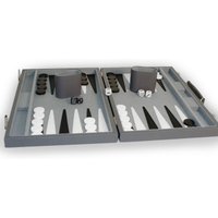 Backgammon | 18" Grey Vinyl Backgammon Set