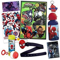 Marvel Spiderman Superhero Children's Gift Pack - Contains Stickers Sets, Bubble Tub, Belt with Buckle (4-8 Years) and Metal Water Bottle