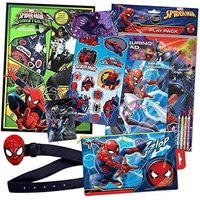 Marvel Spiderman Superhero Kids Gift Pack - Contains Stickers Sets, Activity Pack, Belt with Buckle (4-8 Years) and Pencil Case
