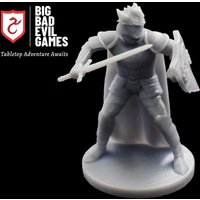 Human Fighter Miniature | The white knight - 28mm scale D&D mini for tabletop adventures