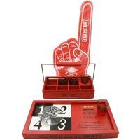 Bacardi Fuego Wooden Tabasco Spinner, shot glasses, carrying crate & foam finger