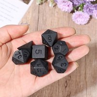 Matt Black x7 Piece Polyhedral Dice Set | 16mm Resin