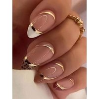 Get Glamorous With 24pcs Long Stiletto Colorblock Full Cover Fake Nail Kit