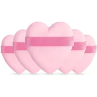 x5 Piece Love Heart Shape Makeup Puffs - Pink