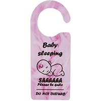 Shhh Baby Sleeping - Double Sided 'Do Not Disturb' Bedroom Door Sign - Pink