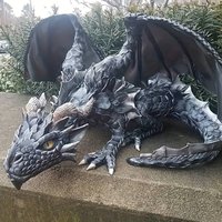 Hand Painted | Resin Black Sleepy Dragon