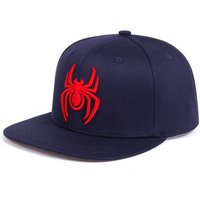 Spider-Man Embroidered Logo Flat Baseball Cap | Dark Navy with Red Stitching