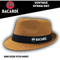 Vintage Bacardi Rum Straw Hat - Novelty Straw Fedora Hat - One Size Fits Most