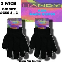 2 Pack - Children's Handy Magic Gloves - Ages 2 - 4 - Jet Black