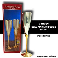 Rukman International - Vintage - Set of 2 - Silver-Plated Flutes - Made in India