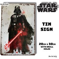 Star Wars Darth Vader Vintage Metal Tin Sign - 20cm x 30cm - Bedroom Wall Art