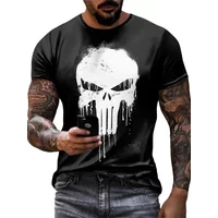 Men's The Punisher Skull Print T-shirt | Crew Neck Tee with Print on front & back