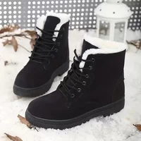 Women's Winter Lace Up Fleece Lined Boots - Black