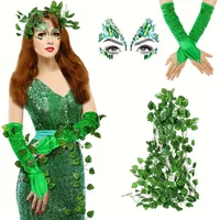 5pcs Halloween Poison Ivy Cosplay Costume Set For Woman