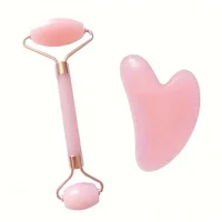 Rose Dual Ended Facial Roller and Guasha Set
