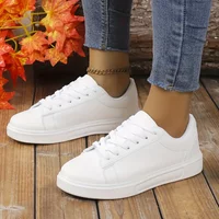 Women's Stylish White Sneakers - Lightweight, All-Season Faux Leather