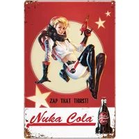 Fallout Nuka Cola Retro Pinup Metal Tin Sign (20cm x 30cm) Game Room Decor
